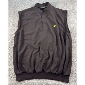 The Masters Collection Men's XL Black Pullover Snap Windbreaker Vest Golf Logo